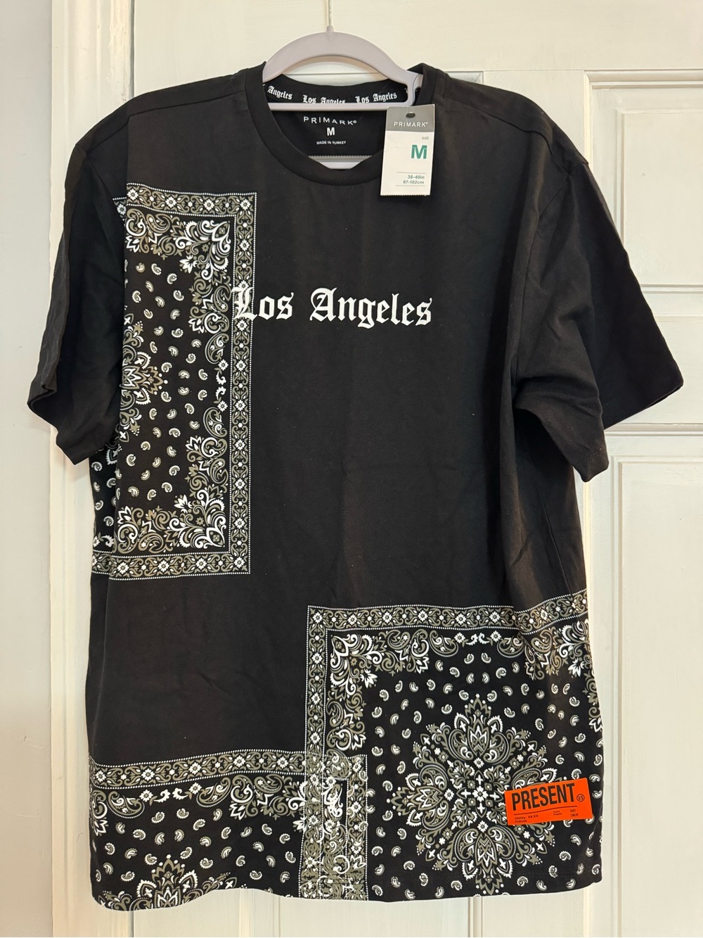 Primark Black 'Los Angeles' Bandana Panel Short Sleeve Tee